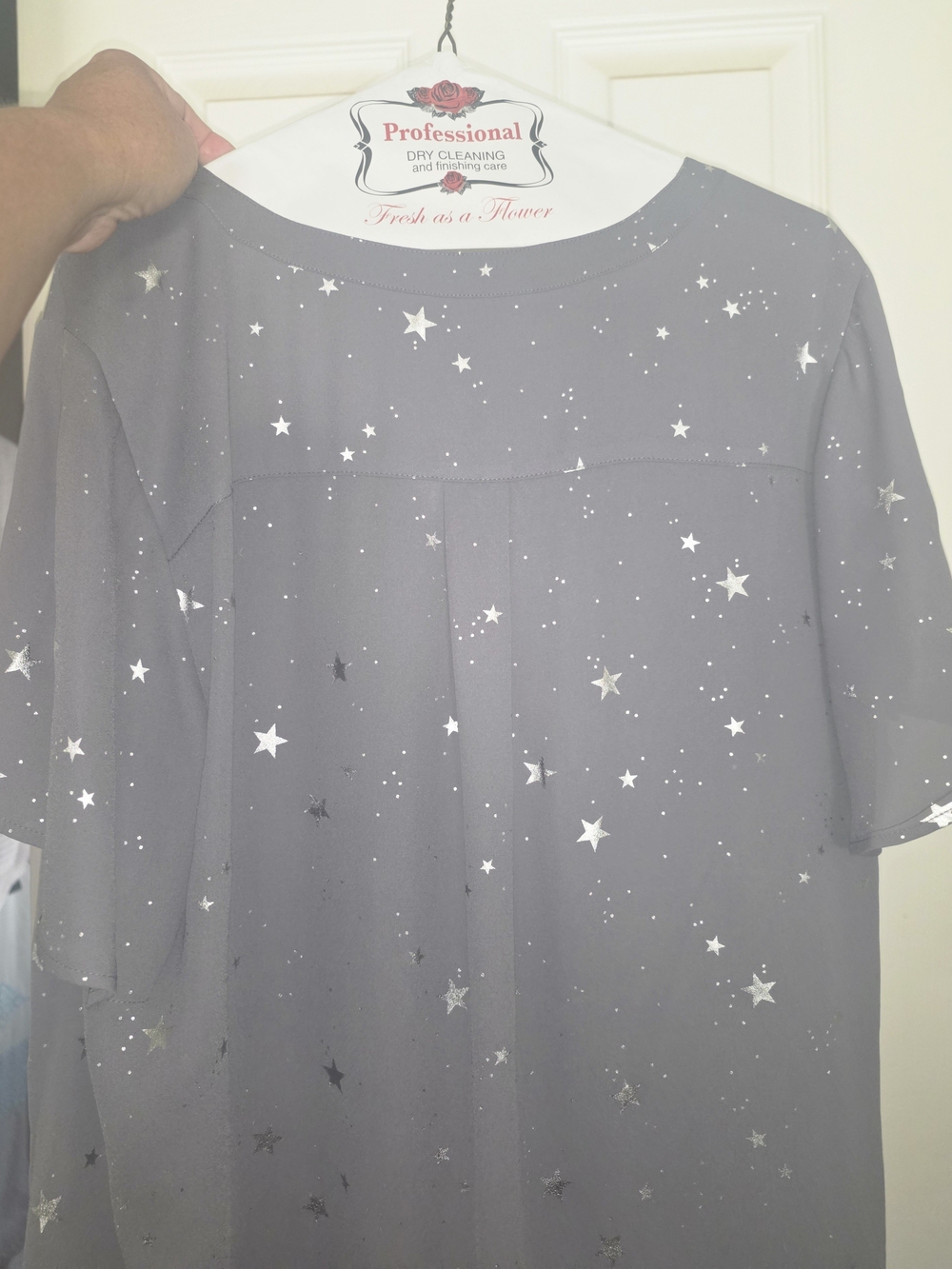 torrid Gray Star-Print Short Sleeve Button Front Blouse - Picture 6 of 6